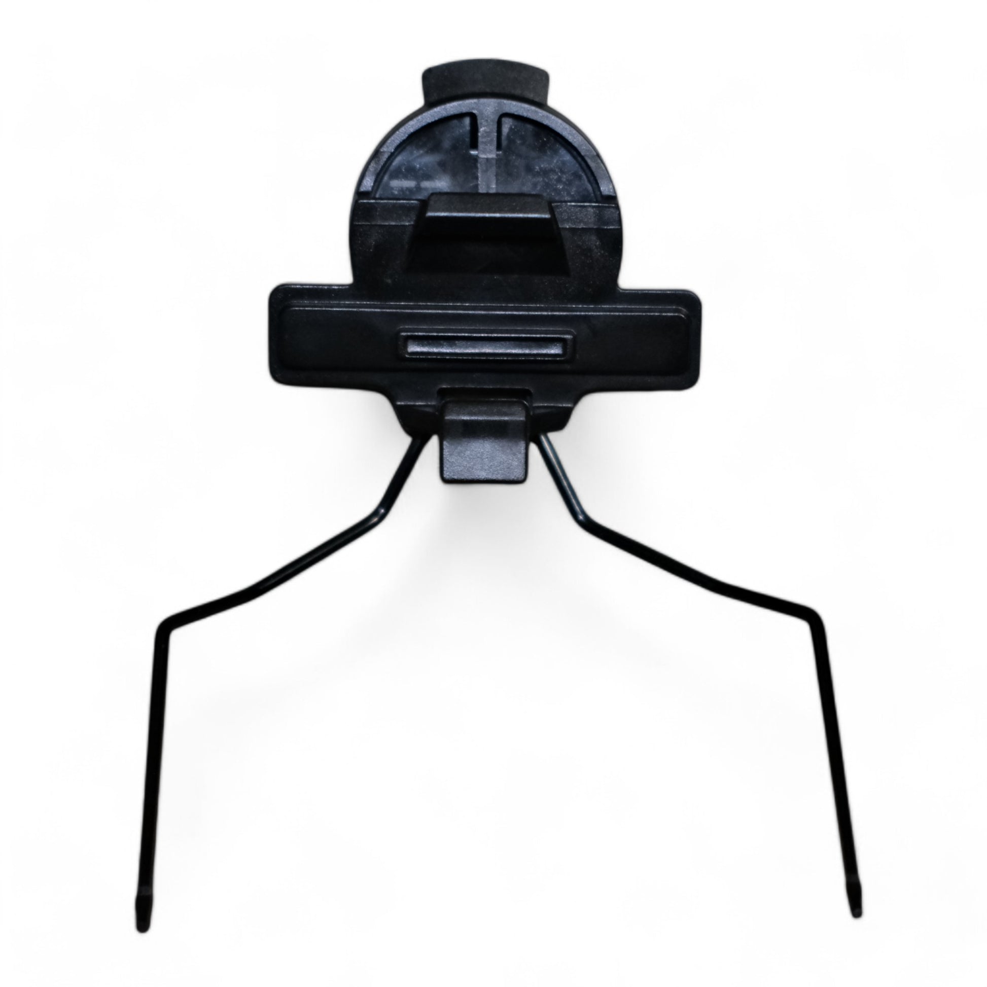 A helmet rail adapter for headset. The Earmor M12-QD, a polymer and steel helmet adapter for Team Wendy Exfil 3.0 Rails show the rear of the M12-QD Rear and QD