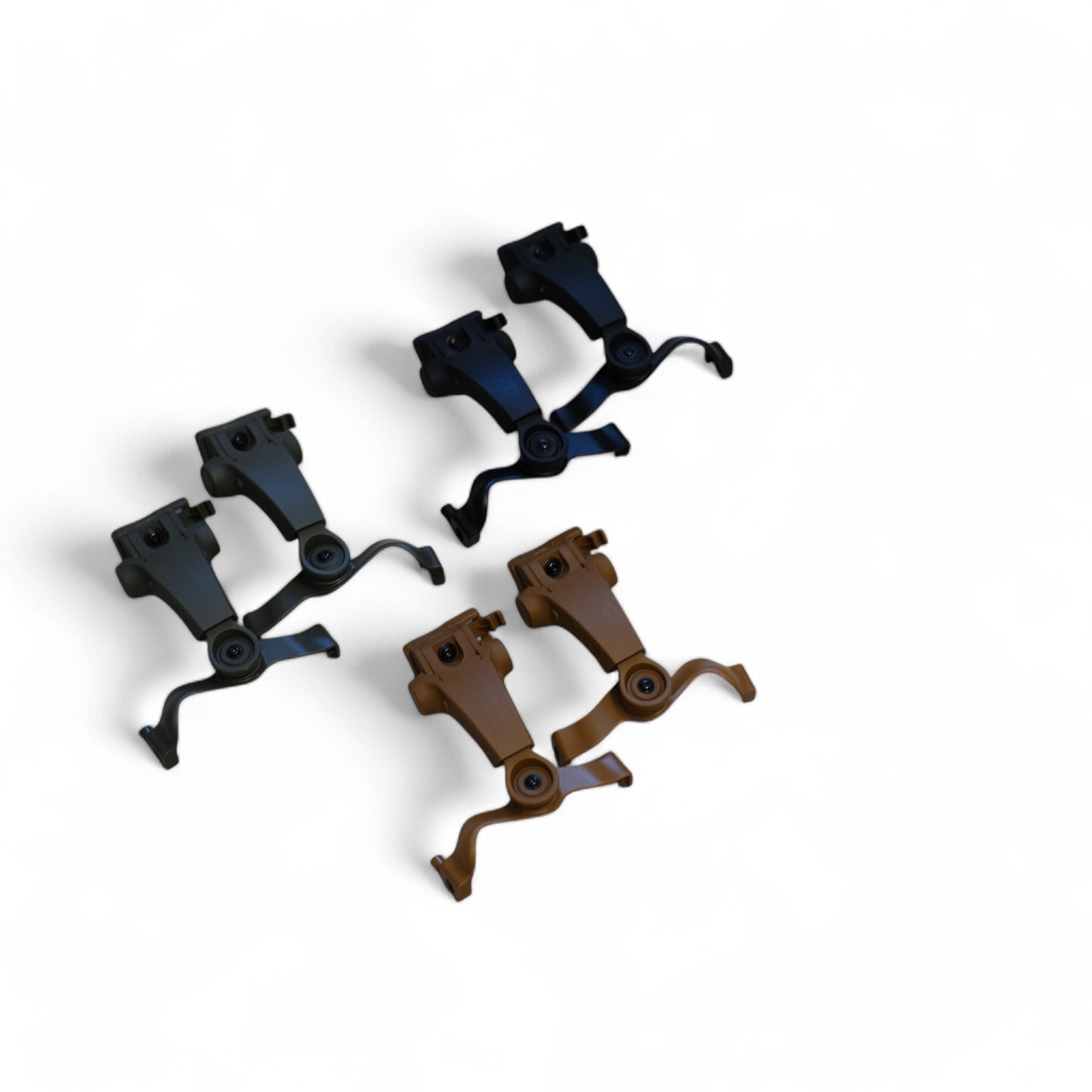 M16A ARC Helmet Adapters 3 Sets, 1 in Each: Coyote Brown, Tactical Black, and Foliage Green