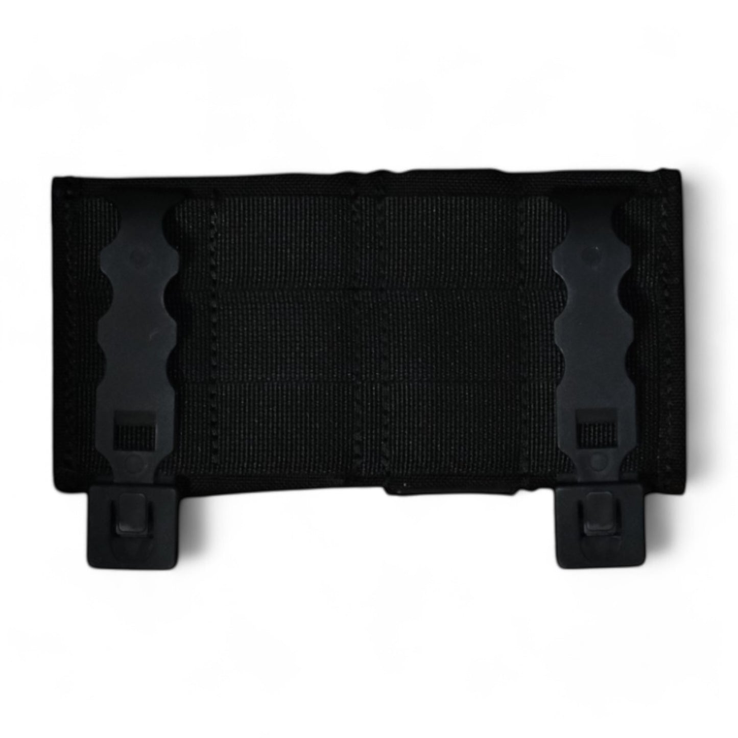 TLLP Triple Mag Pouch in Black. Low-profile pistol magazine pouch combo 2 Pistol & 1 AR. Back Perspective showcasing the polymer MOLLE Weavers