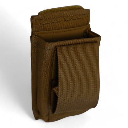 Angled view of the M16/M4 Speed Reload Pouch in coyote brown, showing its open top and durable construction, designed for quick and secure magazine access during tactical operations.