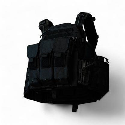 RED OpTec AMPC: Advanced Modular Plate Carrier in black, featuring a front panel with triple mag pouches, MOLLE webbing for modular attachments, quick-release buckles, and side-mounted utility storage.