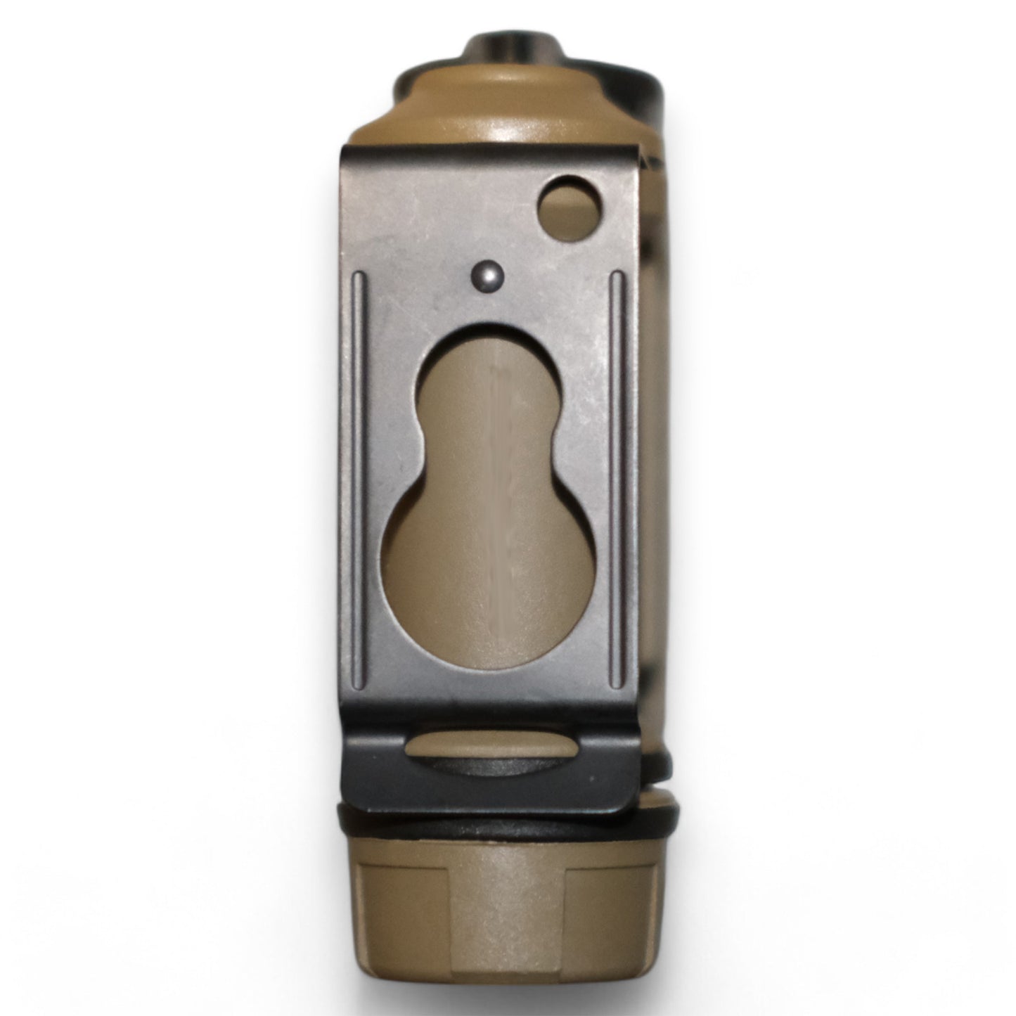 Streamlight® Sidewinder Military Compact® II Hands-Free Light, vertical back view, showing the metal clip attachment for secure hands-free use and compact, rugged design.