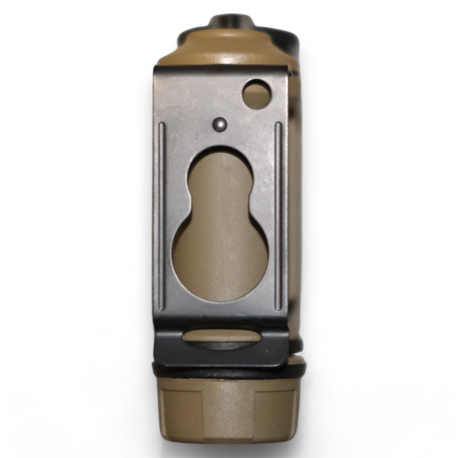 Streamlight® Sidewinder Military Compact® II Hands-Free Light, vertical back view, showing the metal clip attachment for secure hands-free use and compact, rugged design.