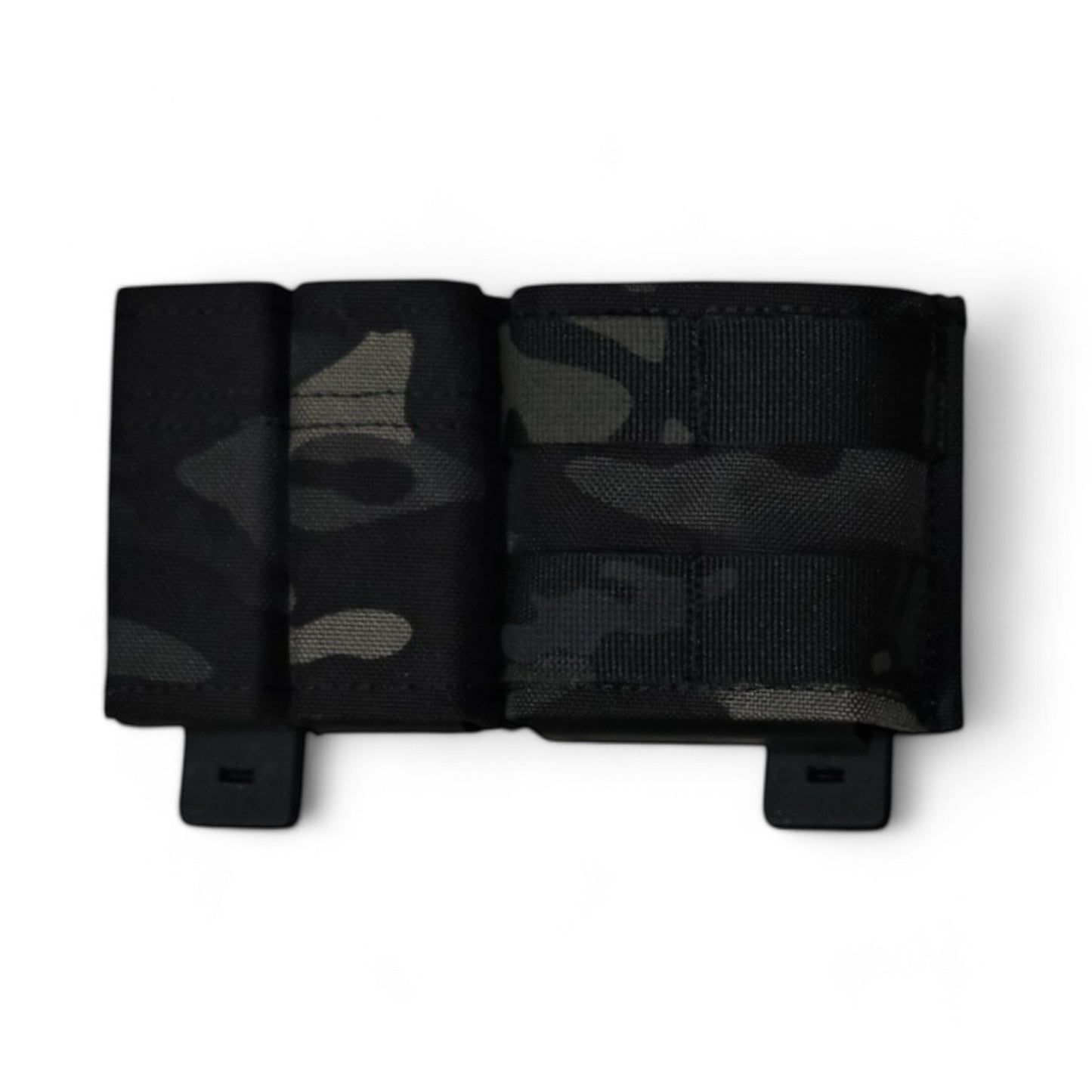 TLLP Triple Mag Pouch in Black Multi Camouflage (Similar to Black Multicam).  Low-profile pistol magazine pouch combo 2 Pistol & 1 AR. 