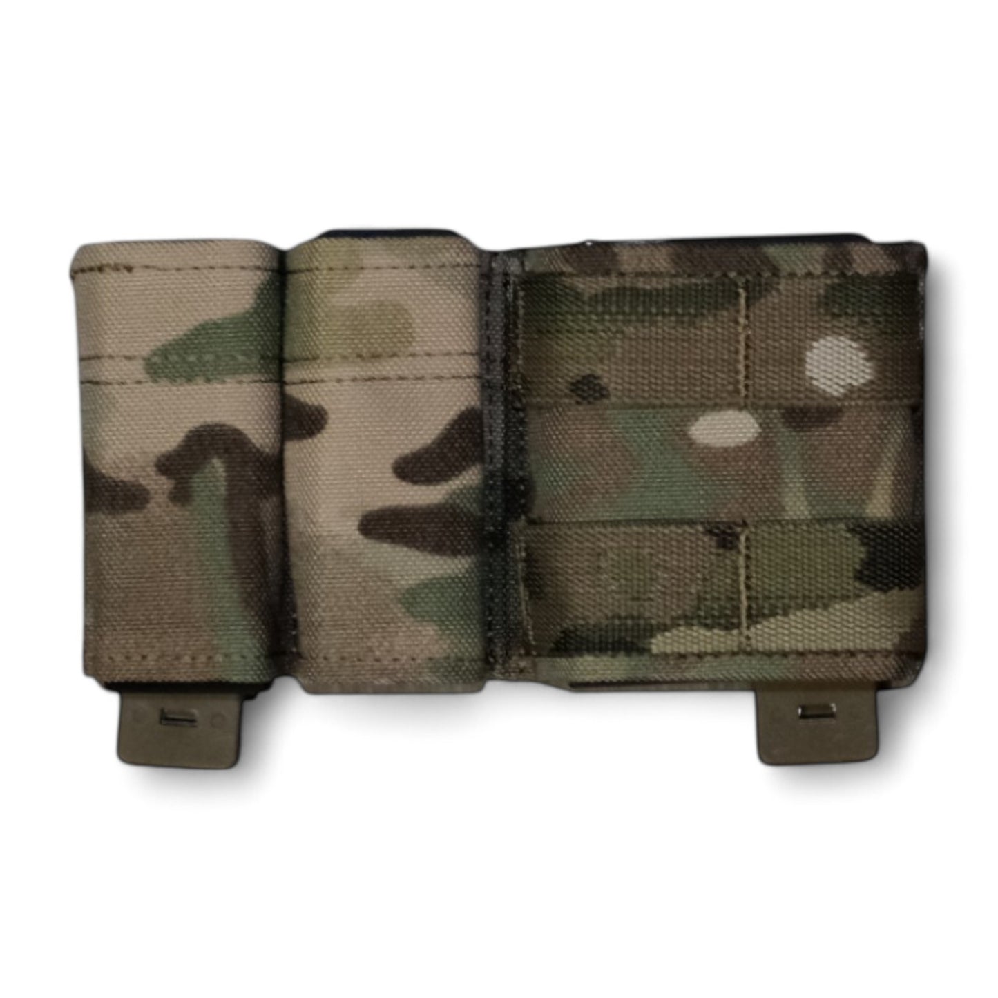 TLLP Triple Mag Pouch in  Multi Camouflage (Similar to OCP and Multicam).  Low-profile pistol magazine pouch combo 2 Pistol & 1 AR.  